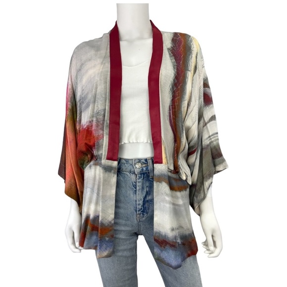 Anthropologie Sunfall BL-NK LONDON Watercolor Kimono Cardigan Boho Sz S - Picture 3 of 6